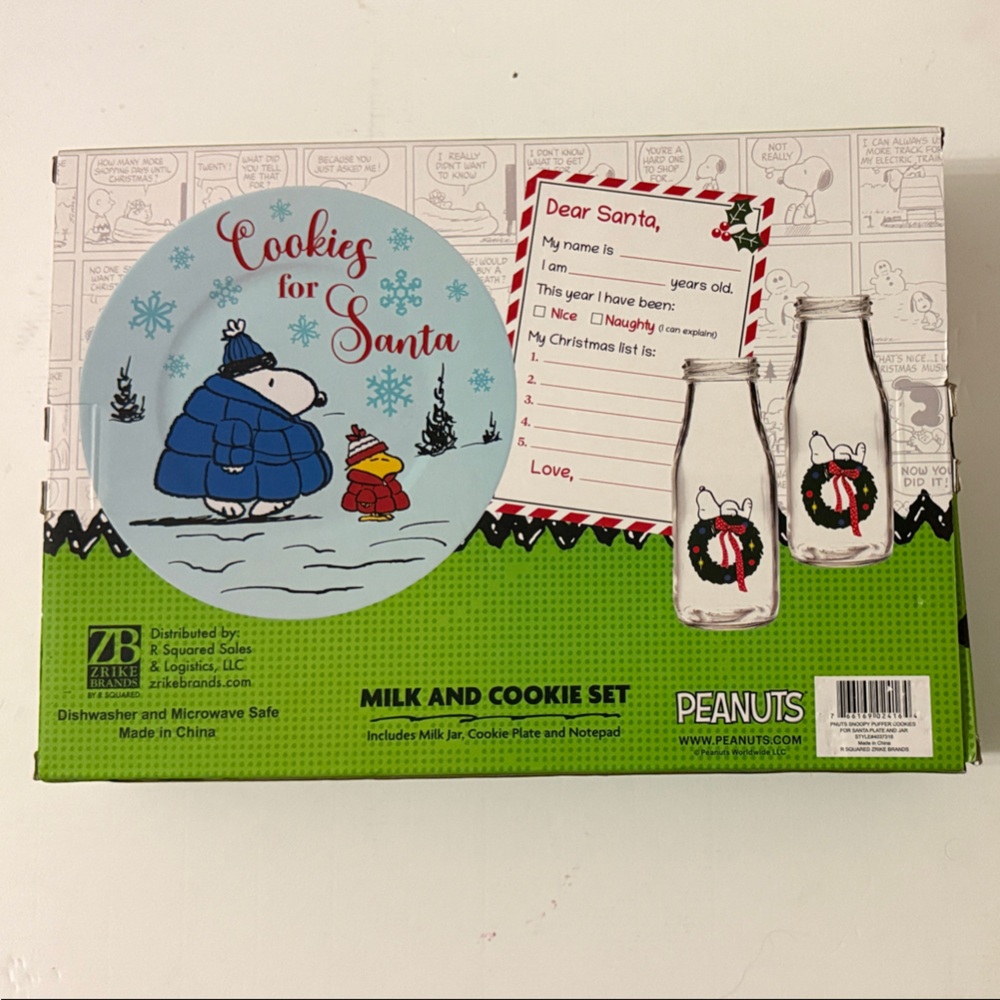 Peanuts Holiday Milk and Cookie Set - Blue, Red, Green - Picture 2 of 2